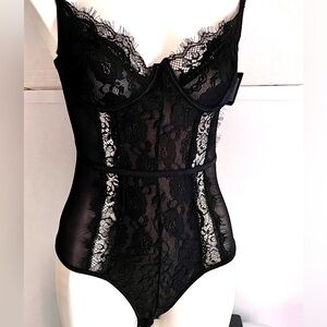 Just Sexy Lingerie Black One Piece Body Suit - NWT